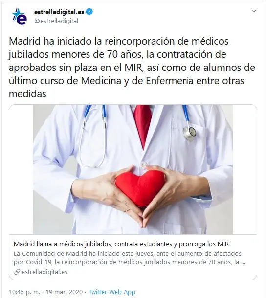 Ilustración 27 Tweet Contratación Sanitaria ante COVID19 Medidas que han - фото 13