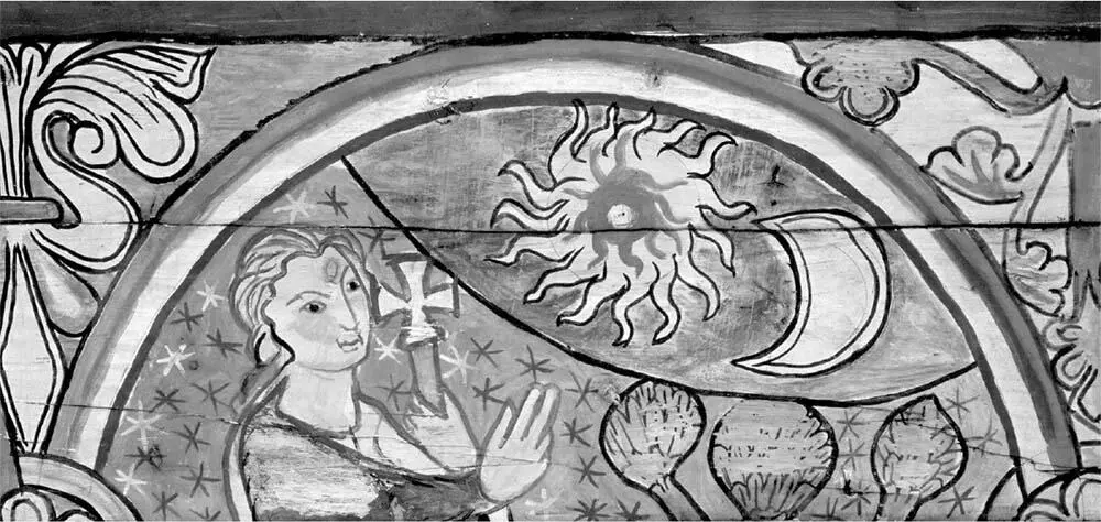 Figure 2 The sun and the moon Detail from a painting from the wooden ceiling - фото 5