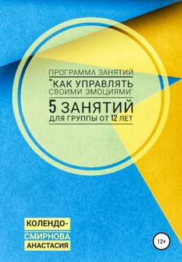 Анастасия Колендо-Смирнова Программа занятий «Как управлять своими эмоциями» 5 занятий. Для группы от 12-ти лет обложка книги