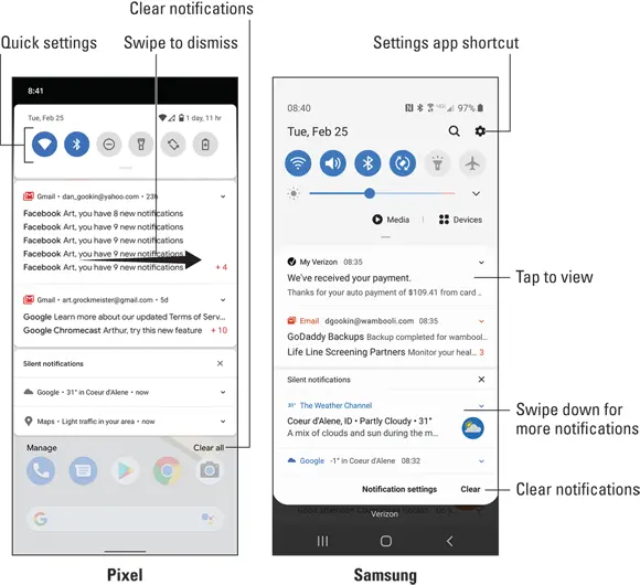 FIGURE 34The notifications drawer Swipe the list of notifications up or down - фото 55