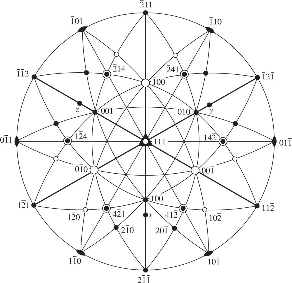 Figure 216A stereogram of a trigonal crystal of class m with a rhombohedral - фото 335