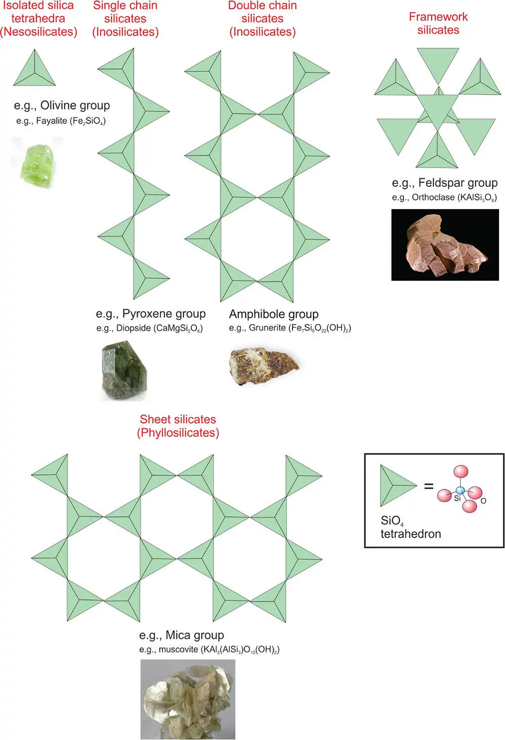Figure 418 Silicate minerals A variety of silicate structures formed when - фото 93