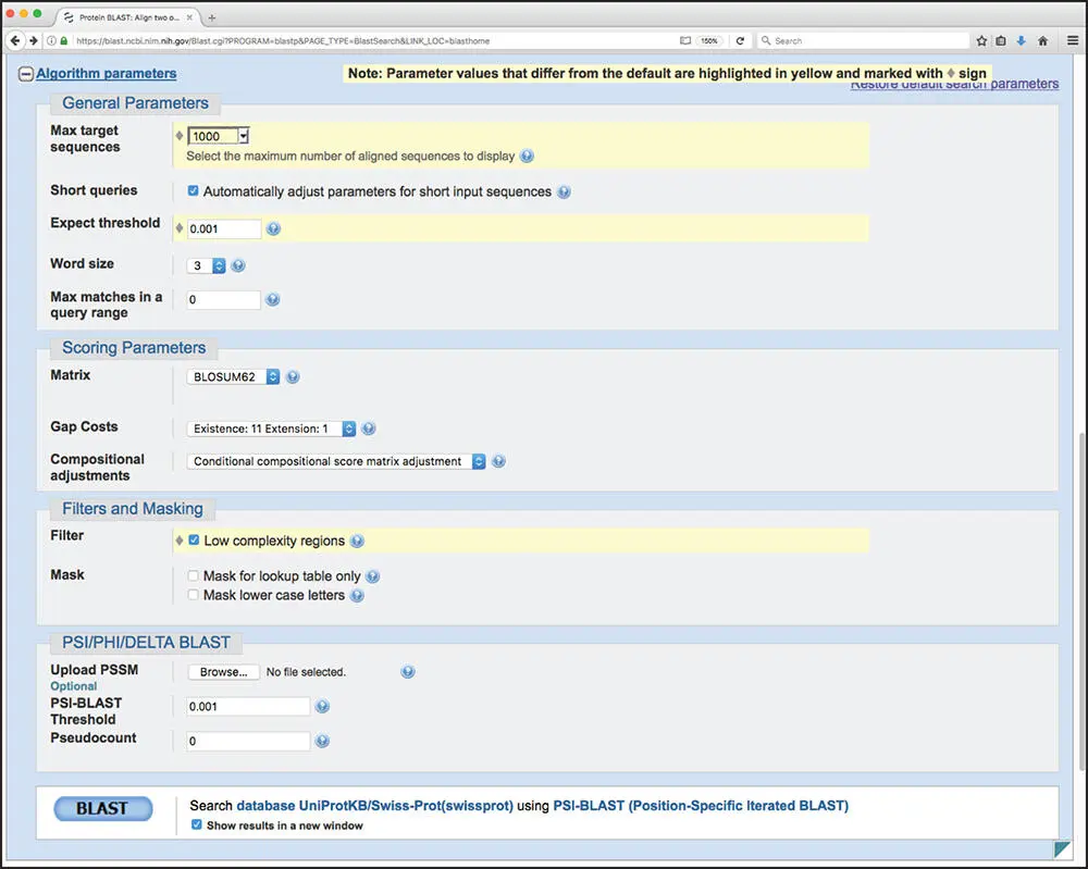 Figure 315 Selecting algorithm parameters for a PSIBLAST search See text for - фото 44
