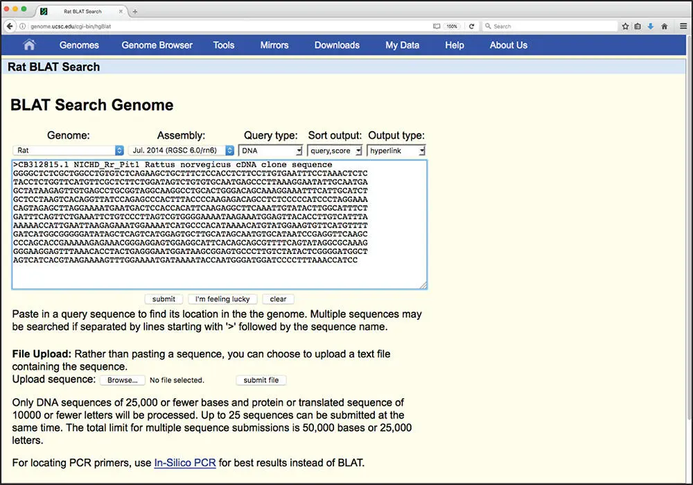 Figure 318 Submitting a BLAT query A rat clone from the Cancer Genome Anatomy - фото 47