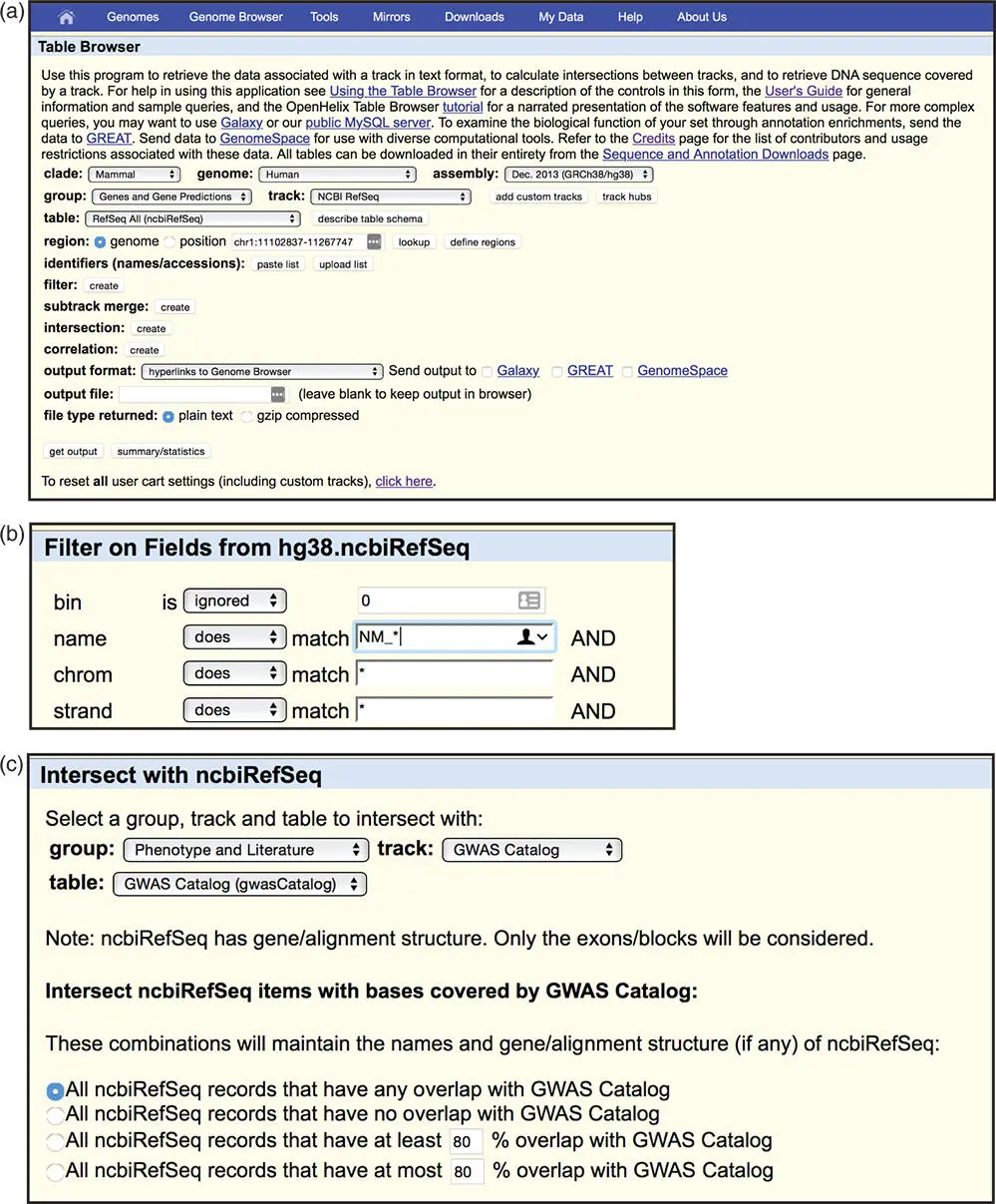 Figure 412 Configuring the UCSC Table Browser The link to the Table Browser - фото 64