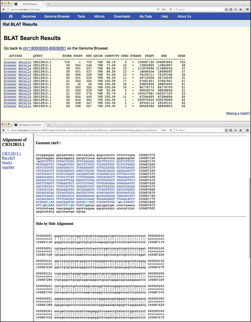 Figure 319 Results of a BLAT query Based on the query submitted in Figure - фото 48