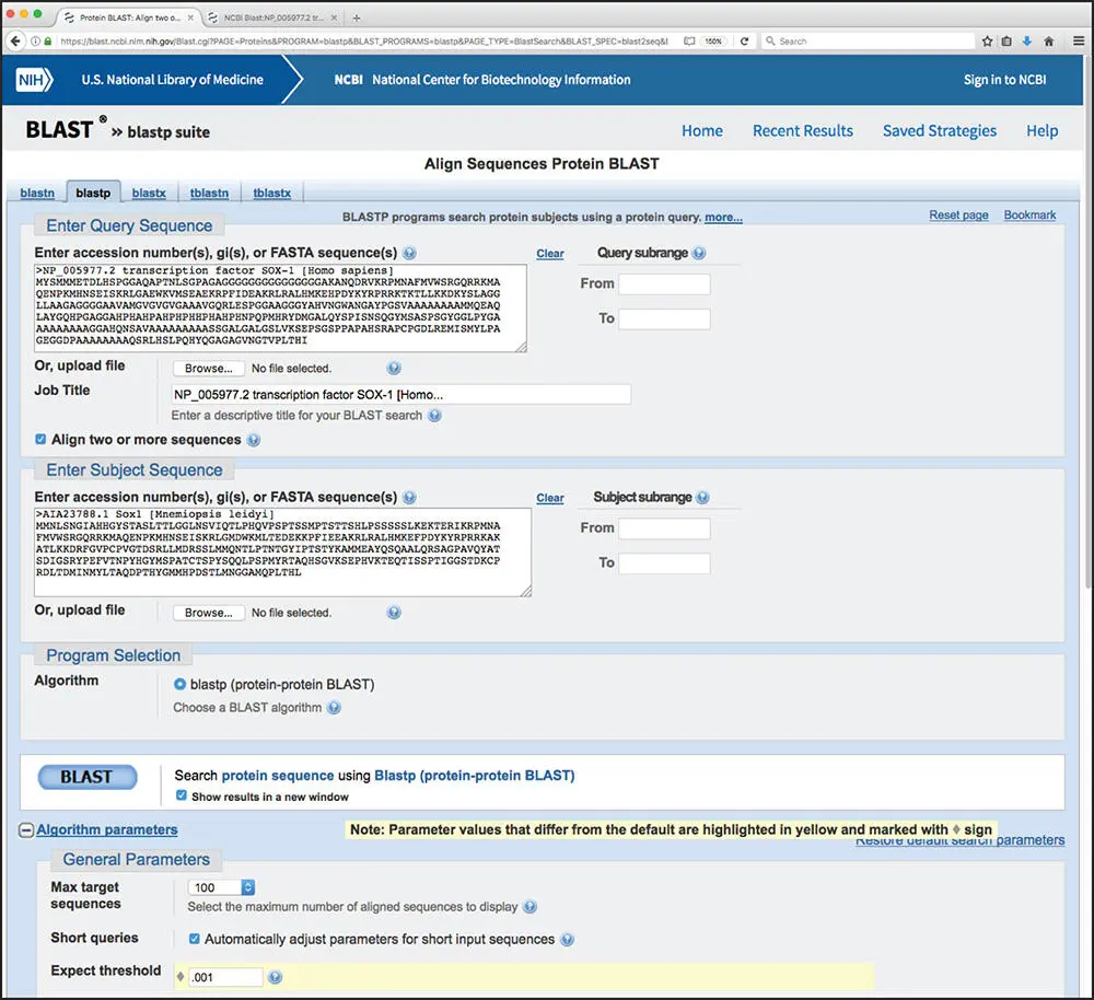 Figure 311 Performing a BLAST 2 Sequences alignment Clicking the check box at - фото 40