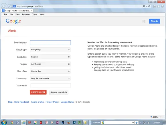 FIGURE 29Google Alerts Setting up Twitter alerts Similarly create - фото 34