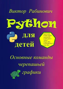 Виктор Рабинович Python для детей. Основные команды черепашьей графики обложка книги