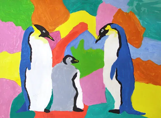 Рис Замолодская Аня 5 лет Очень симпатичные пингвины Пришли к нам в гости - фото 10