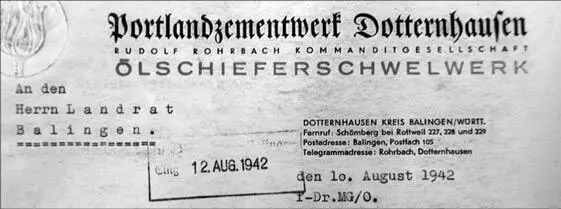 Briefkopf des Zementwerkes August 1942 Rudolf Rohrbach Dr Maier - фото 8