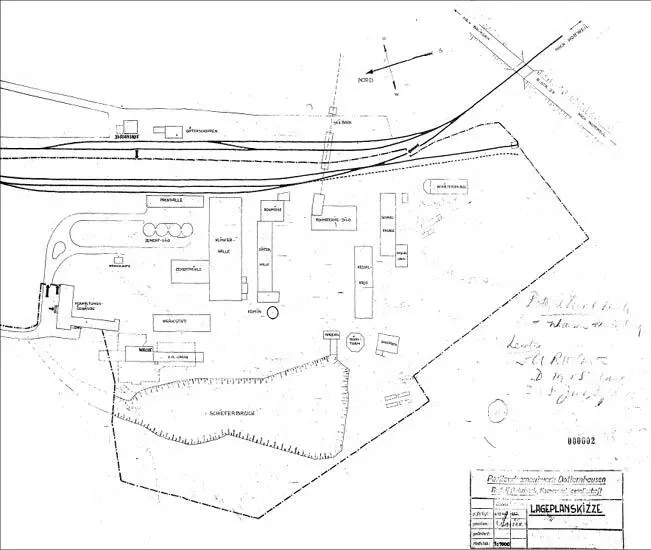 Plan des Zementwerkes links das Lager der Russen Schieferbruch zum - фото 5