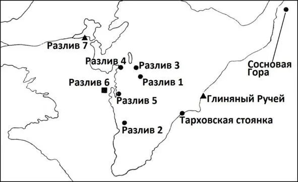 Рис 26 Схема показывающая расположение памятников каменного века на озере - фото 26