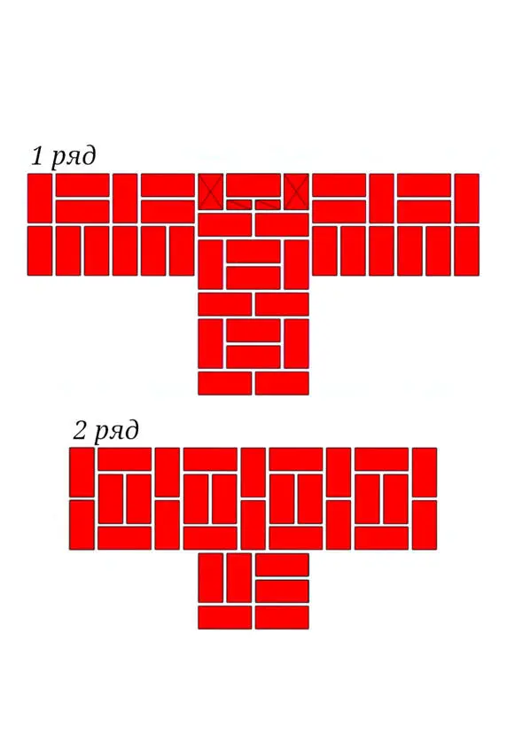 Рис13 Порядок укладки кирпичей в примыкание стен толщиной в 2 и 2 кирпича по - фото 13