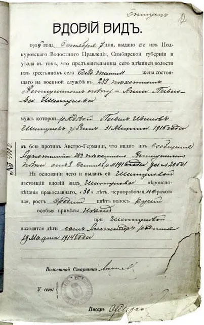 Вдовий вид 36 Удостоверительный документ для вдов рядовых и унтерофицеров - фото 12