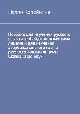 Нелли Копейкина Пособие для изучения русского языка азербайджаноязычными лицами и для изучения азербайджанского языка русскоязычными лицами Сказка «Про еду» обложка книги