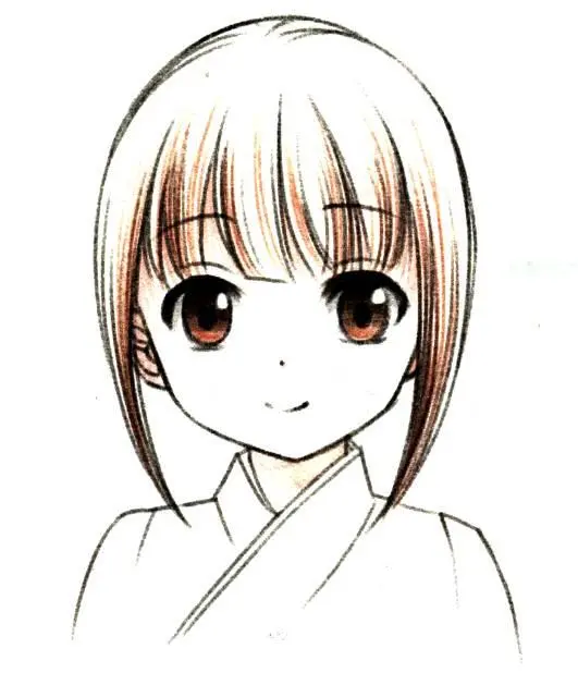 Then use orange pencil to draw the color of the hair Square face Draw a - фото 27