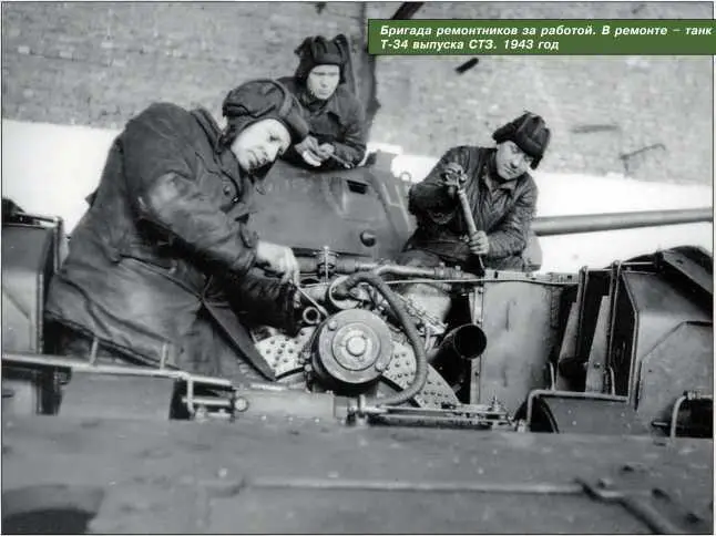 Бригада ремонтников за работой В ремонте Т34 выпуска СТЗ 1943 год - фото 147