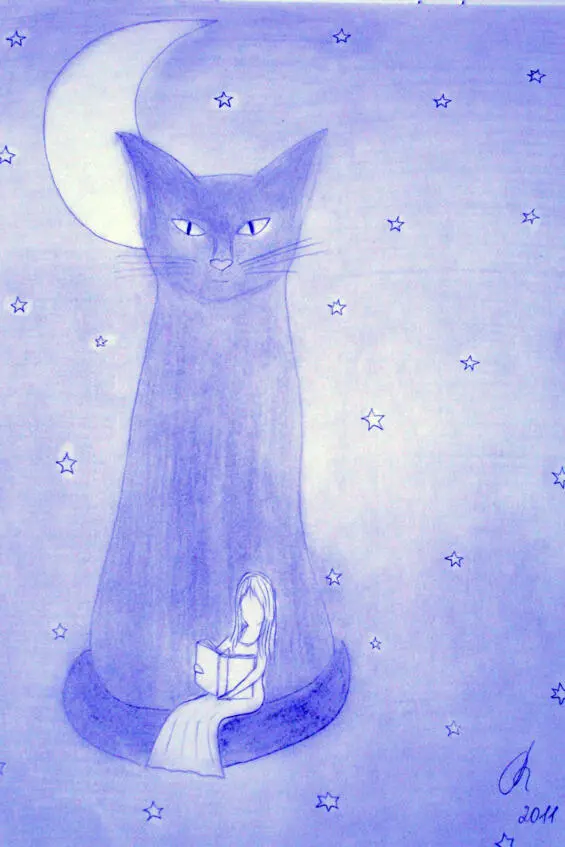 Лунный Кот рисунок из серии Девочка и Кот 2011 ПАСЬЯНС МЕДИЧИ - фото 2