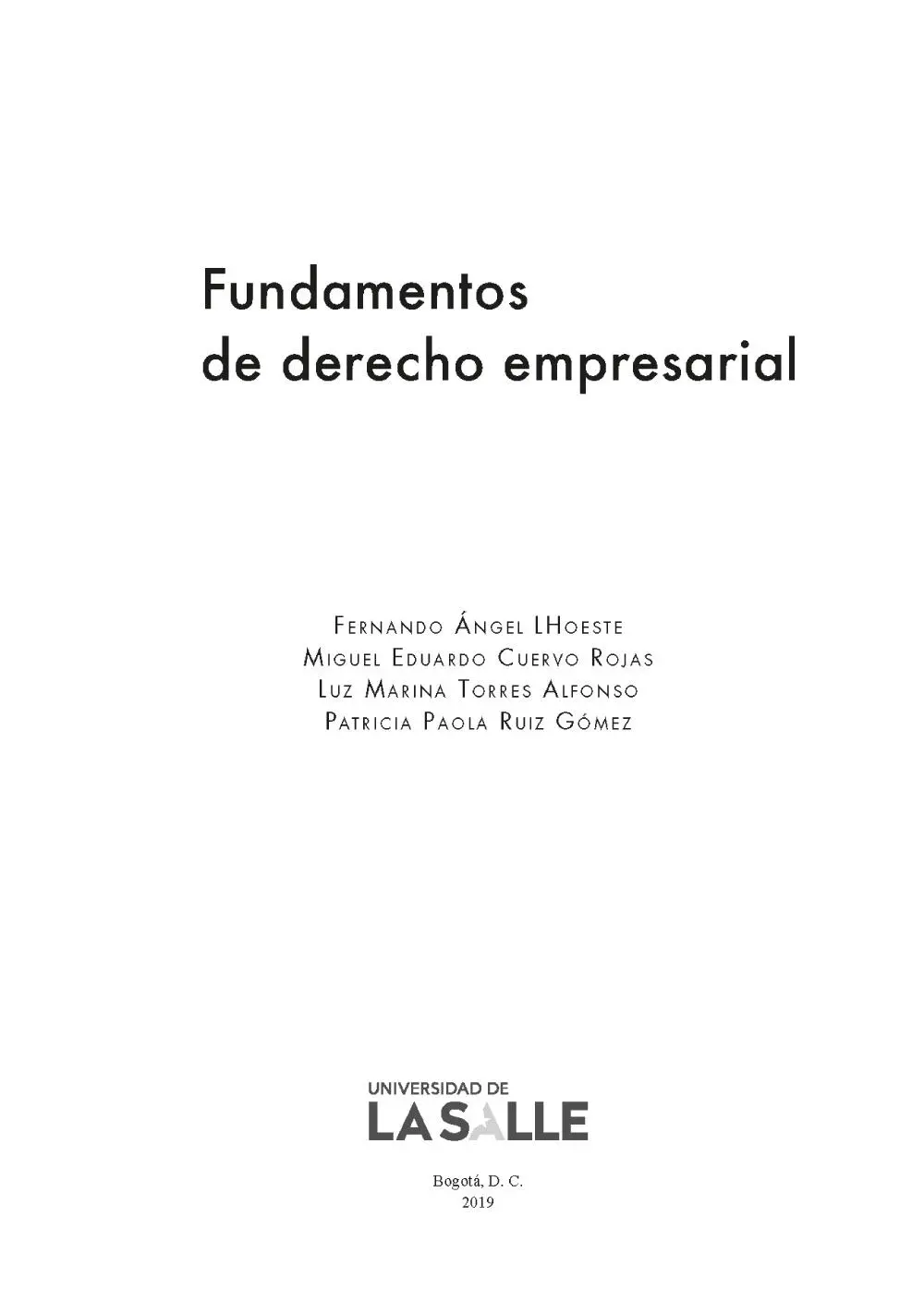 Fundamentos de derecho empresarial Fernando Ángel LHoeste y otros tres - фото 1