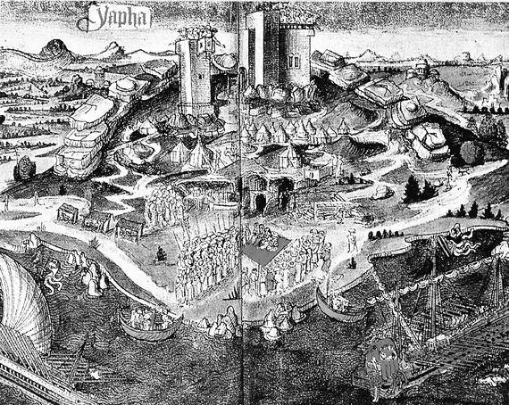 Рис 7 Паломники прибывающие в порт Яффы на венецианских кораблях Из книги - фото 7