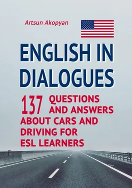 Artsun Akopyan English in Dialogues. 137 Questions and Answers About Cars and Driving for ESL Learners обложка книги