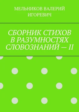 ВАЛЕРИЙ МЕЛЬНИКОВ СБОРНИК СТИХОВ В РАЗУМНОСТЯХ СЛОВОЗНАНИЙ – II обложка книги