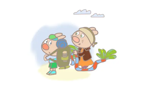 Grandma tries to put on a scarf Bunny deftly dived to fix the Velcro on his - фото 5