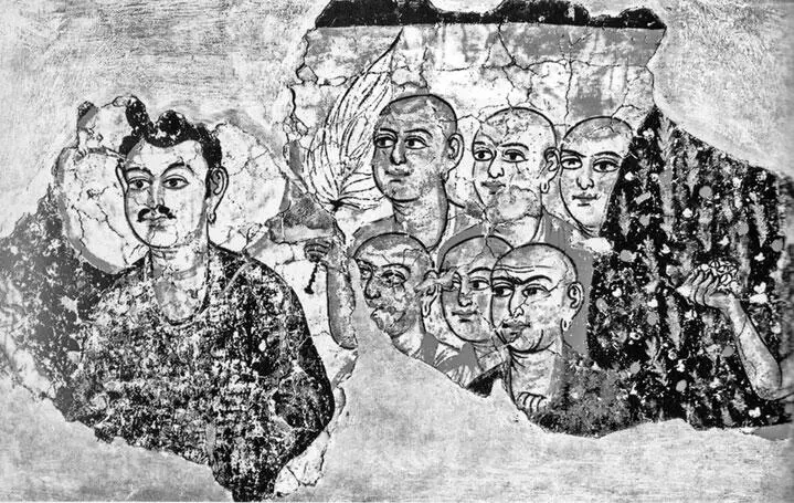 Рис 207 Будда с учениками Настенная роспись Миран Китай Якобы IIIIV - фото 207