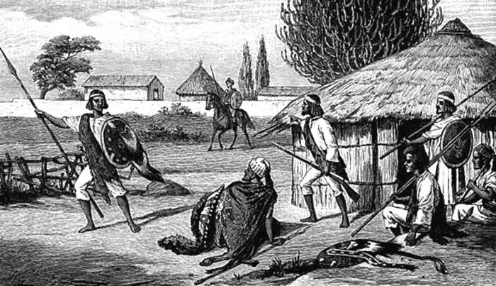 Солдаты эфиопской армии Гравюра 1886 года АмдэЦыйон I готовясь к очередному - фото 8