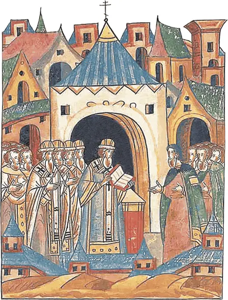 Поставления Геронтия на митрополию Миниатюра Лицевого летописного свода XVI - фото 87