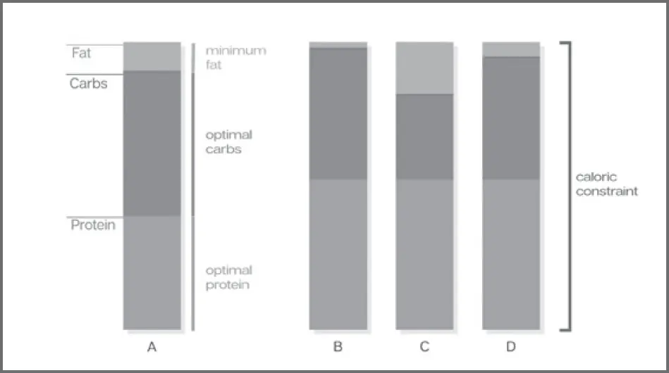 Figure 31 A depicts protein carb and fat ratios when protein is set at its - фото 3