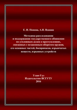 Елена Попова Методика расследования и поддержания государственного обвинения по уголовным делам о преступлениях, связанных с незаконным оборотом оружия, его основных частей, боеприпасов, взрывчатых веществ, взрывных устройств