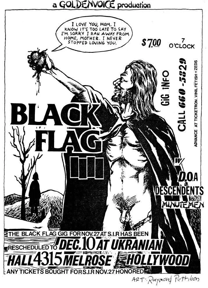 Un flyer de Raymond Pettibon para un concierto de Black Flag de 1982 Nótese el - фото 2
