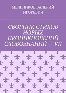 ВАЛЕРИЙ МЕЛЬНИКОВ СБОРНИК СТИХОВ НОВЫХ ПРОНИКНОВЕНИЙ СЛОВОЗНАНИЙ – VII обложка книги