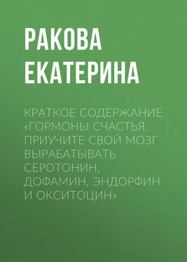 Ракова Екатерина Краткое содержание «Гормоны счастья. Приучите свой мозг вырабатывать серотонин, дофамин, эндорфин и окситоцин» обложка книги