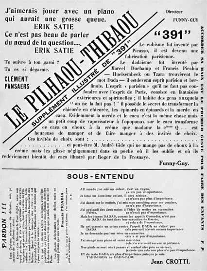 Публикация заметок Эрика Сати в Le PilhaouThibaou 10 июля 1921 Заметки без - фото 2