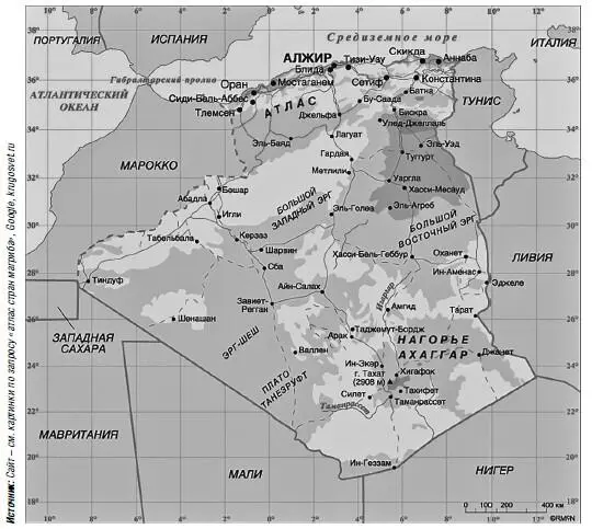Карта пустынных районов Алжира На бескрайних сахарских равнинах ветер дует - фото 147