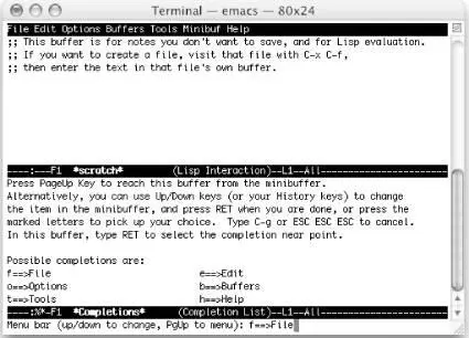 Using textbased menus Emacs 212 on Mac OS X Terminal application You can - фото 18