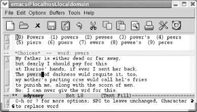 Ispell finds pwers misspelled Ispell opens a window at the top of the screen - фото 44