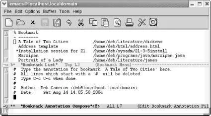 Emacs opens a Bookmark Annotation Composewindow Emacs provides some guidance - фото 72
