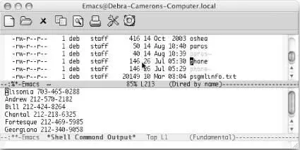 Emacs displays the output from the command in a separate window Mac OS X - фото 84