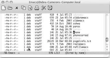 Emacs updates the Dired display showing the file phonesorted Mac OS X Dired - фото 87