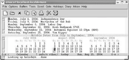 Emacs lists holidays for the time period shown As you can see Emacs knows - фото 95