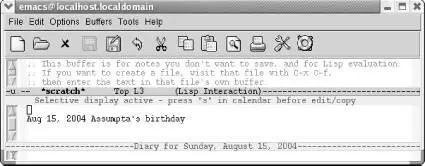 Emacs displays the diary entry for your friends birthday If there are no - фото 96