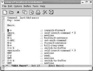 Emacs opens an Edit Macrobuffer Notice two fields near the top of this - фото 101