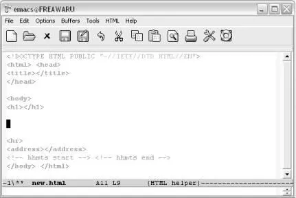HTML helper mode inserts a template with all the basic elements needed for a - фото 163
