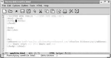 Emacs inserts the HTML template including the address Normally you begin - фото 164