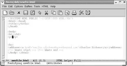 Emacs positions the cursor between and so you can start insert text 8324 - фото 165
