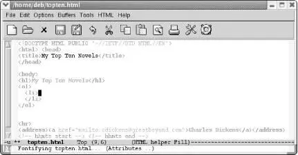 Emacs inserts the tags to begin and end the list and the tag for one list item - фото 169